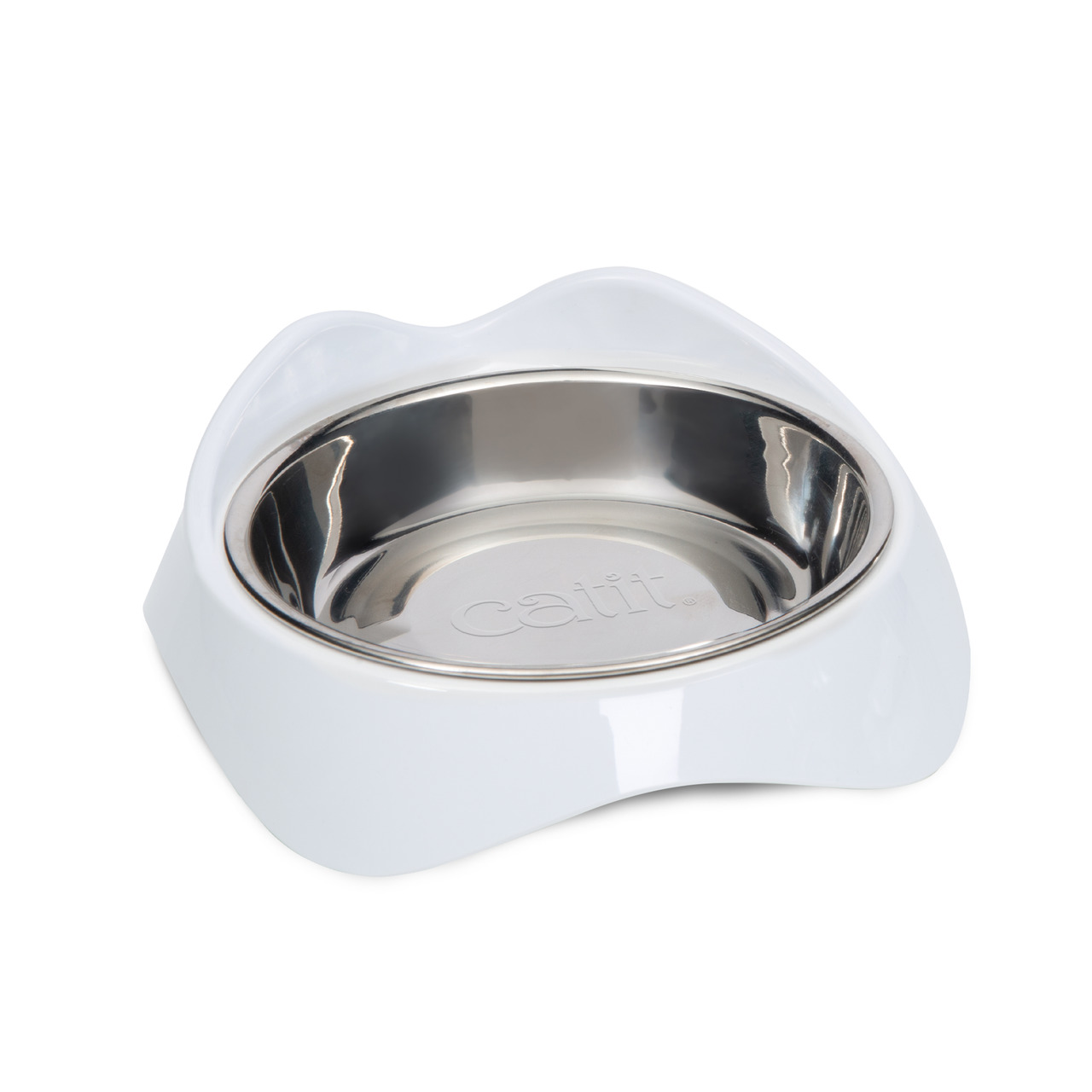 Catit Edelstahl-Futternapf für Katzen, alle Rassen, rutschfest, leicht zu reinigen, katzenförmiges Design, für Trocken--Nassfutter.