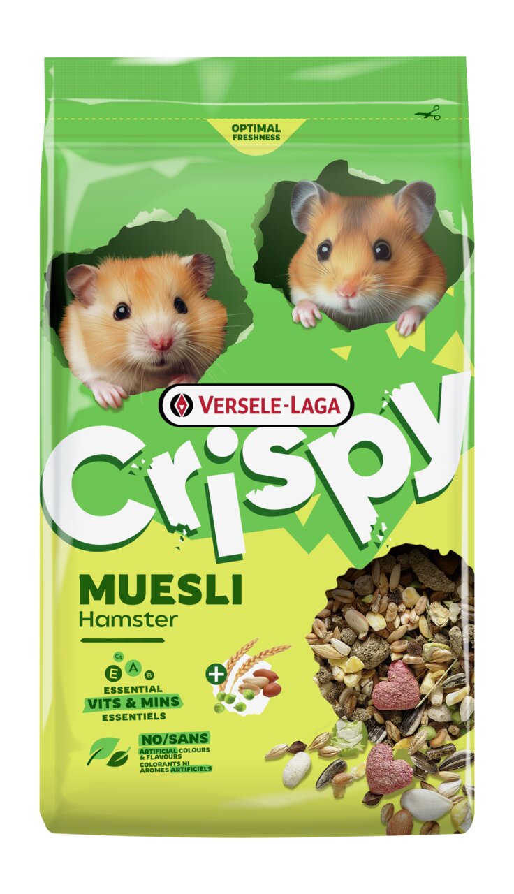VERSELE-LAGA Crispy Muesli für Hamster, Geschmack Müsli, mit Vitaminen, ohne künstliche Zusätze, Menge 1 kg.