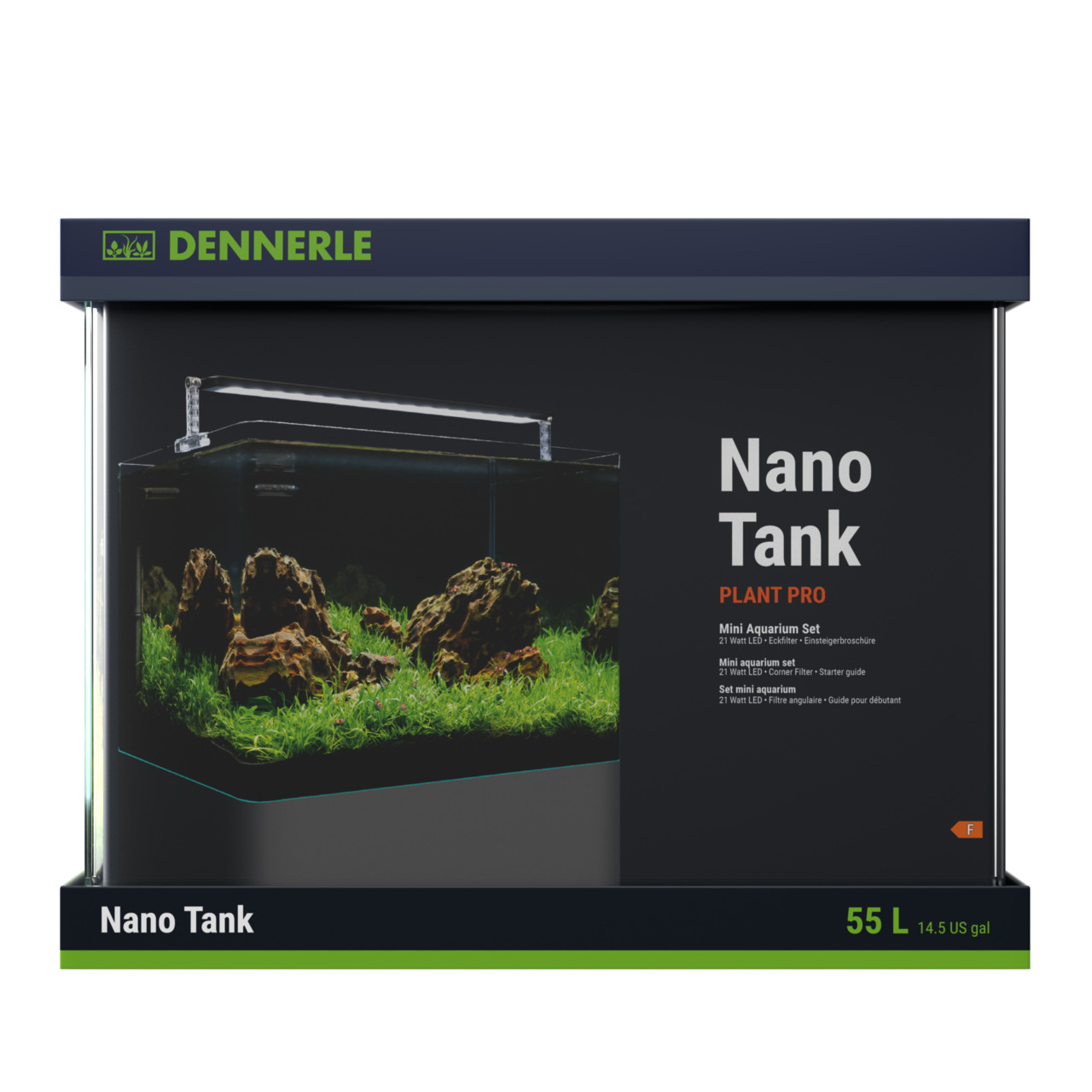 DENNERLE Nano Tank Plant Pro, Mini-Aquarium-Set, 55 L, für Aquaristik-Fans, 21W-LED, inkl. Einsteigerbroschüre, modernes Design.