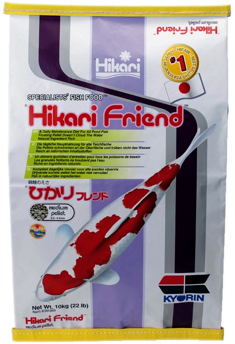 Hikari Friend Fischfutter für Koi, 10 kg mittelgroße Pellets, trübt nicht das Wasser, reich an Nährstoffen.