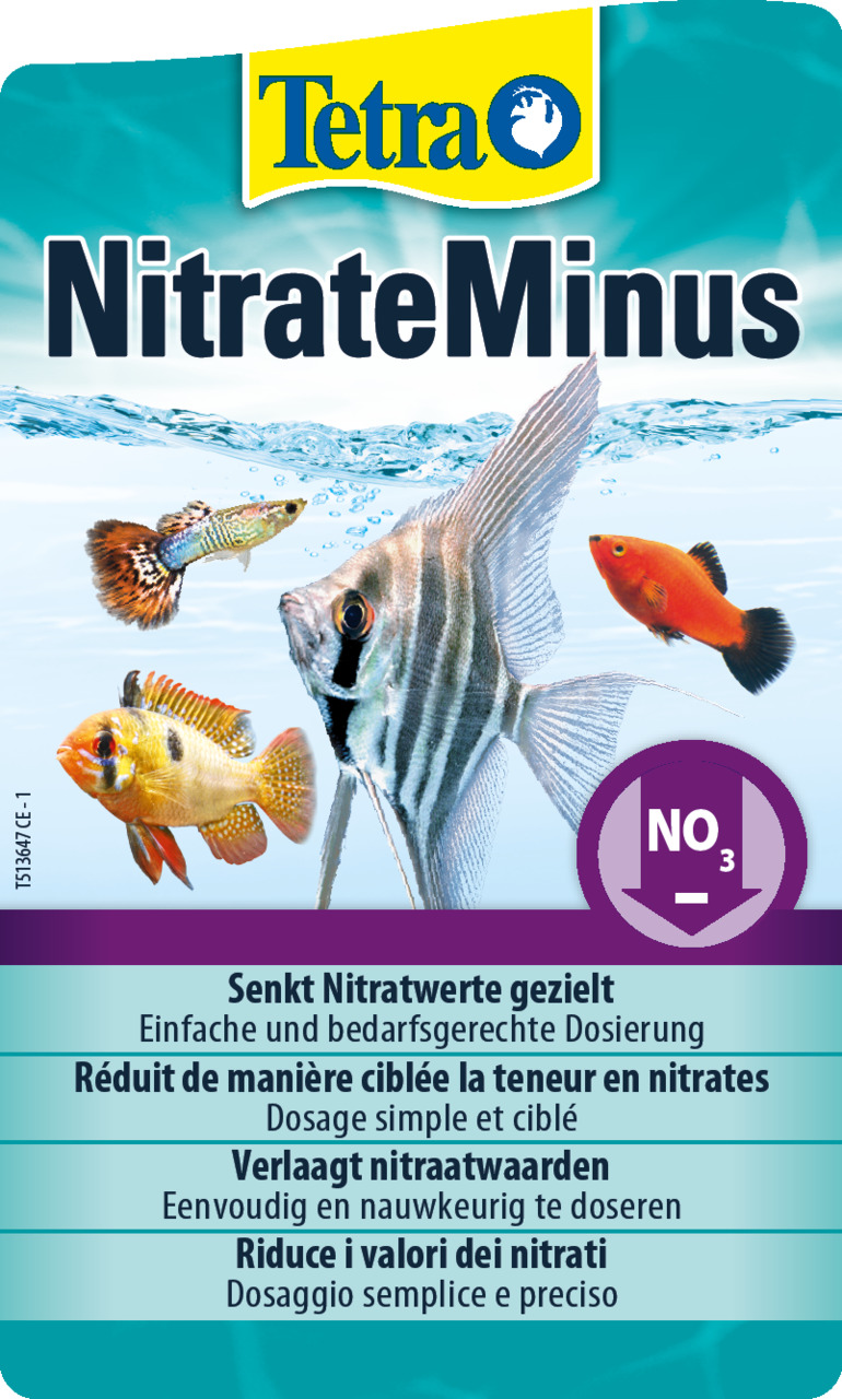 Tetra NitrateMinus, Wasserpflege f. Aquarienbesitzer, senkt gezielt NO3-, einfache Dosierung, bunte Zierfische, 250 ml.