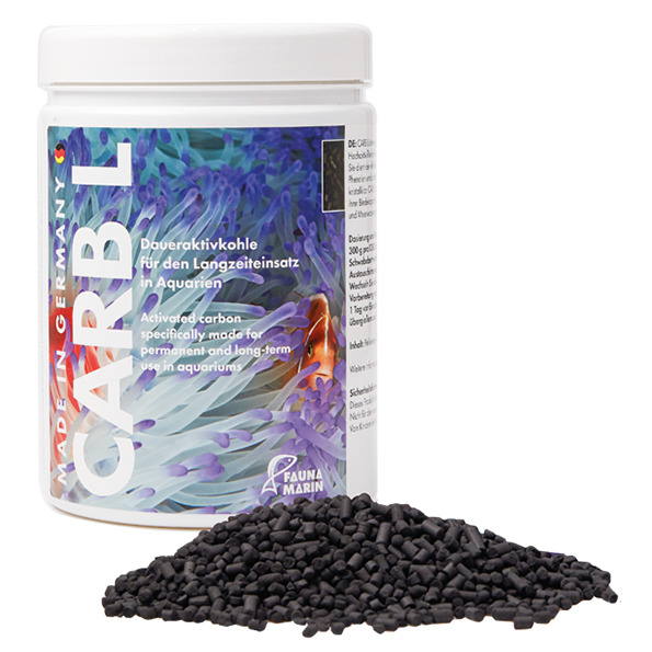 FAUNA MARIN CARB L, Daueraktivkohle für Aquarienbesitzer, farbenfrohes Design, Granulat, Langzeiteinsatz in Aquarien.