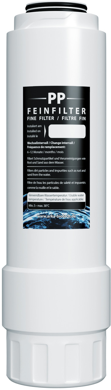 ARKA PP Feinfilter, Wasserfilterzylinder, entfernt Schmutzpartikel, Rost & Sand, 6–12 Mon. Wechsel, Temp. 5–38°C.
