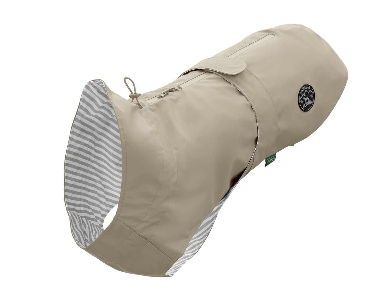 Hundejacke HUNTER "Uppsala Softshell", für alle Hunde, beige, Schutz vor Wind-Regen, gestreiftes Futter, Klettverschluss, Outdoor.
