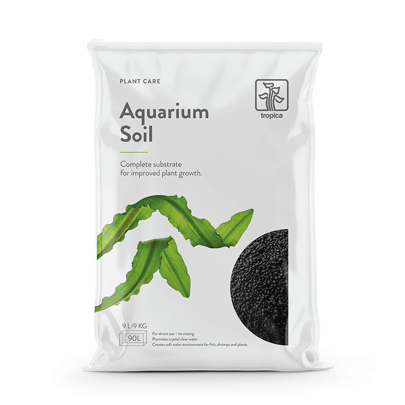 Tropica Aquarium Soil, Substrat für Aquarienpflanzen, 9 L (9 kg), fördert Pflanzenwachstum, mit grünem Design & schwarzem Substrat.