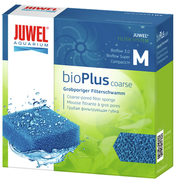 JUWEL bioPlus coarse Filterschwamm, für Aquarienbesitzer, Bioflow 3.0-Super-Compact-H, mechanisch+biologisch, Größe M, blau.