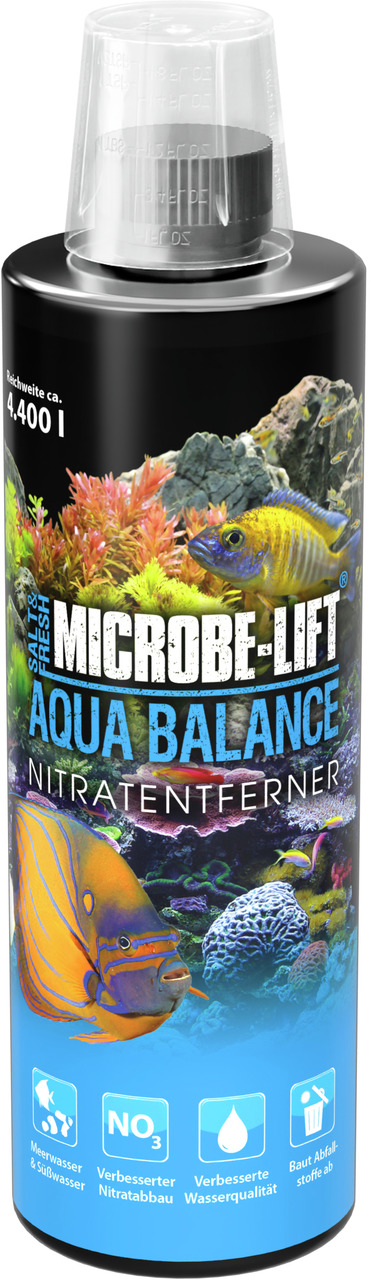 MICROBE-LIFT Aqua Balance Nitratentferner, 4.400 l, für Meer--Süßwasseraquarien, verbessert Nitratabbau & Wasserqualität.