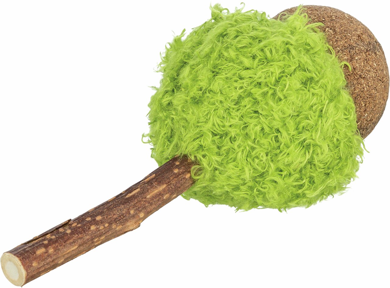 TRIXIE Katzenspielzeug, Holz & grüner Plüsch, mit Katzenminze, ideal für Beschäftigung & Zahnpflege.