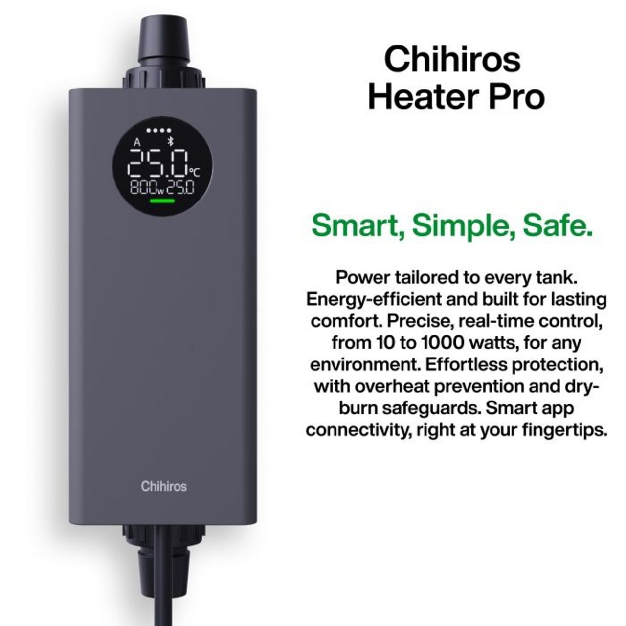Elektronischer Aquarium-Heizer „Chihiros Heater Pro“ mit Display, Temperaturregelung, App-Steuerung