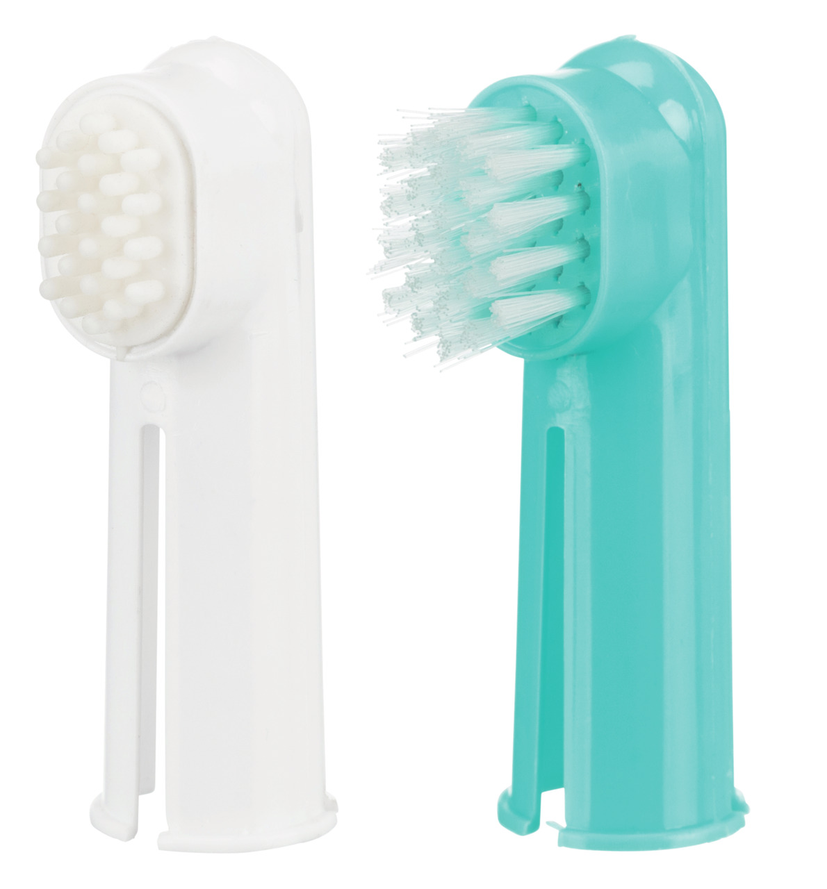 2 Aufsteck-Zahnbürsten TRIXIE, für Hunde, weiche Borsten, weiß & türkis, ideal gg. Zahnstein/Plaque, für tägliche Zahnpflege.