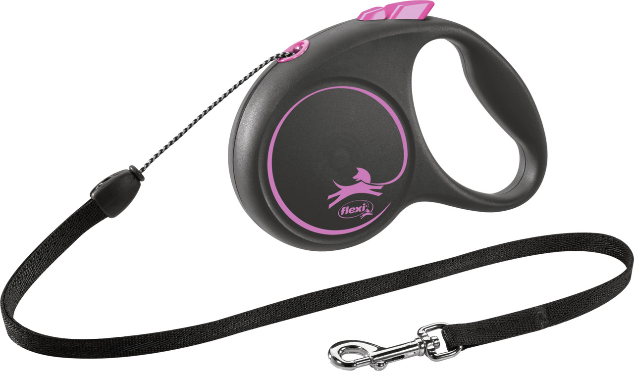 Flexi BLACK DESIGN Seil S 5 Meter pink Roll-Leine für Hunde