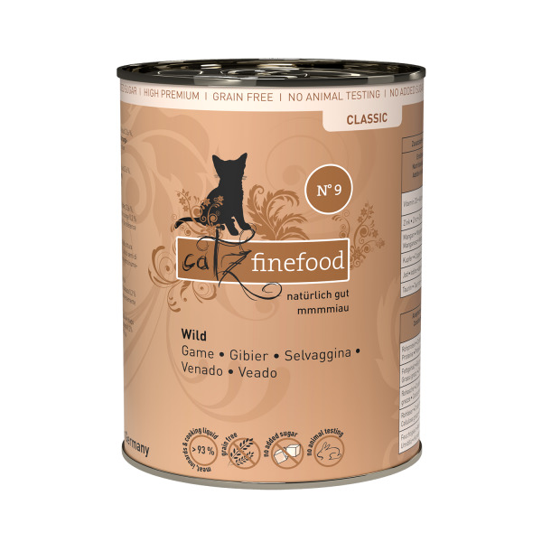 Catz finefood Nr. 9 Wild, Nassfutter f. Katzen, getreidefrei, 400 g, hochwertig.