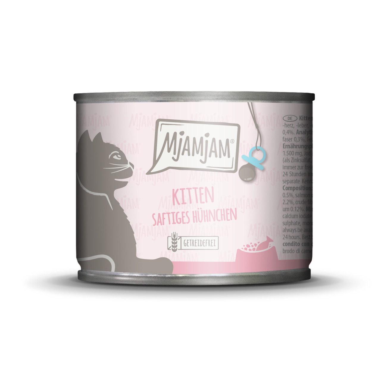 MJAMJAM Leckere Mahlzeit Kitten saftiges Huhn mit Lachsöl 200g Dose Katzennassfutter