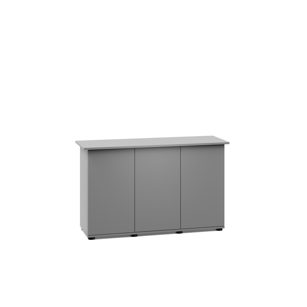 Das Bild zeigt den JUWEL SBX Rio 180 Unterschrank in Grau, passend für das JUWEL Rio 180 Aquarium. Der Schrank bietet eine stabile und sichere Basis für das Aquarium und verfügt über drei Türen, die Stauraum für Zubehör und Pflegeprodukte bieten. Ideal fü