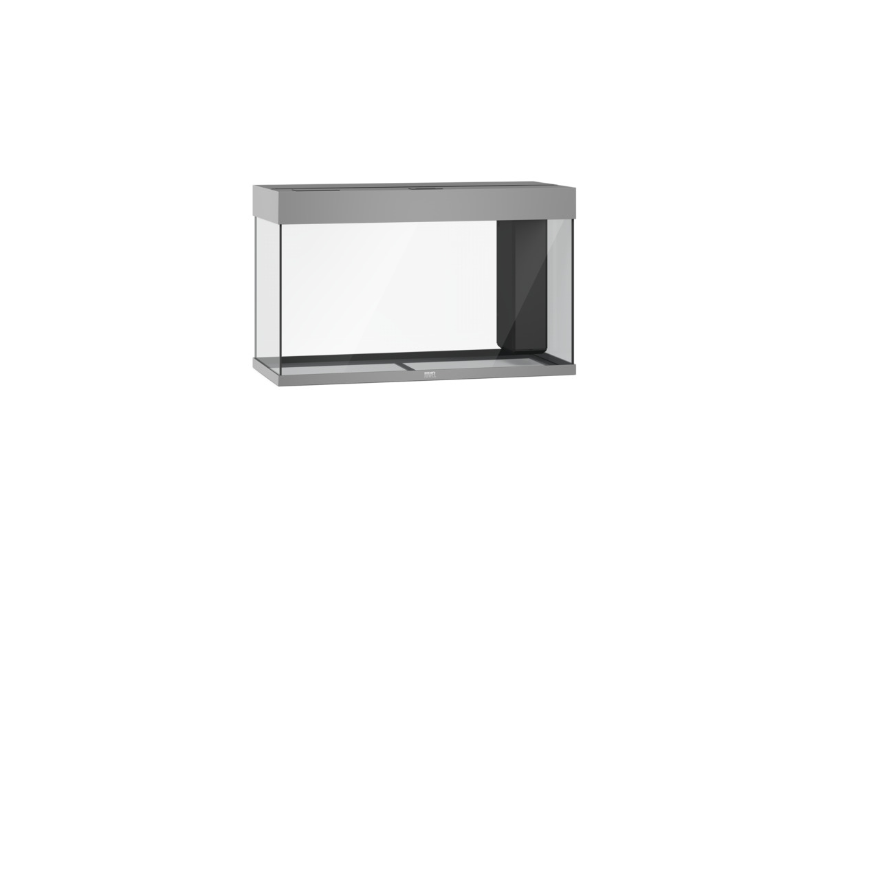 JUWEL Aquarium, rechteckig, grauer Rahmen, Glas, für Aquaristik-Enthusiasten, schlichtes Design, ideal für Fische & Wasserpflanzen.
