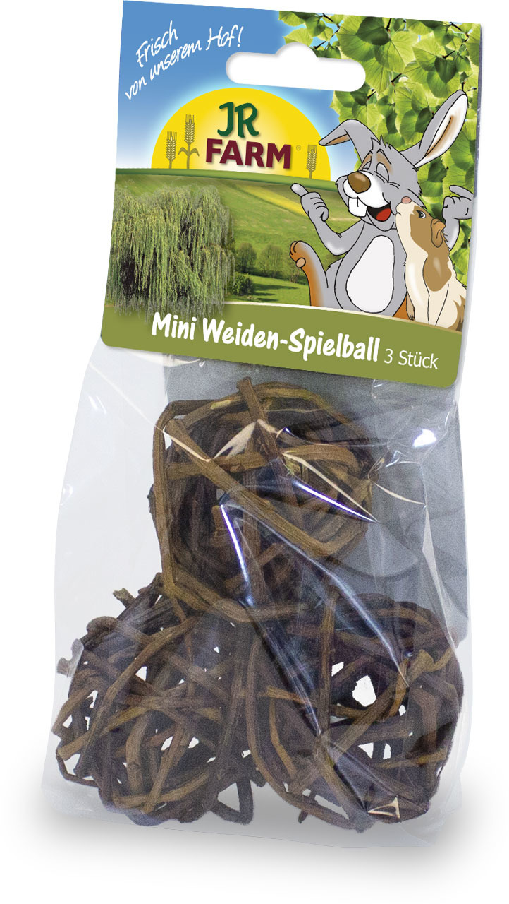 JR FARM Mini Weiden-Spielball, 3 Stk., für Kleintiere (Kaninchen-Meerschweinchen), aus natürl. Weide, fördert artgerechte Beschäftigung.