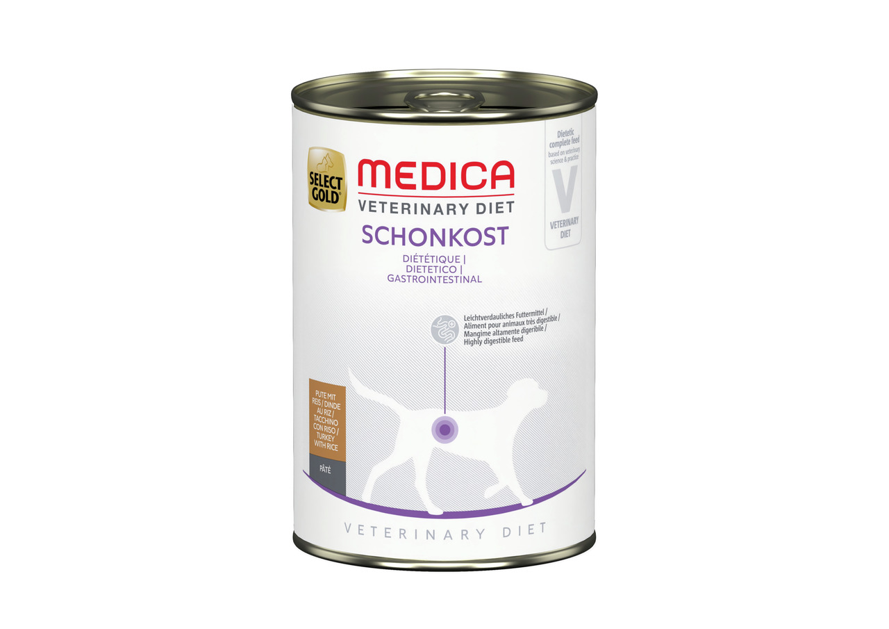 Select Gold Medica Vet. Diet Schonkost, Hund, Pute & Reis, leicht verdaulich, für empfindl. Magen-Darm, 400 g.