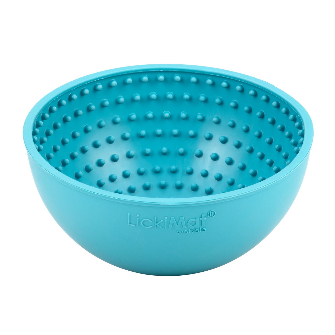 LickiMat Wobble Schüssel für Hunde, türkis, rutschfest, flexibel, mit Noppen, fördert Schlecken, ideal für Nassfutter-Leckereien.