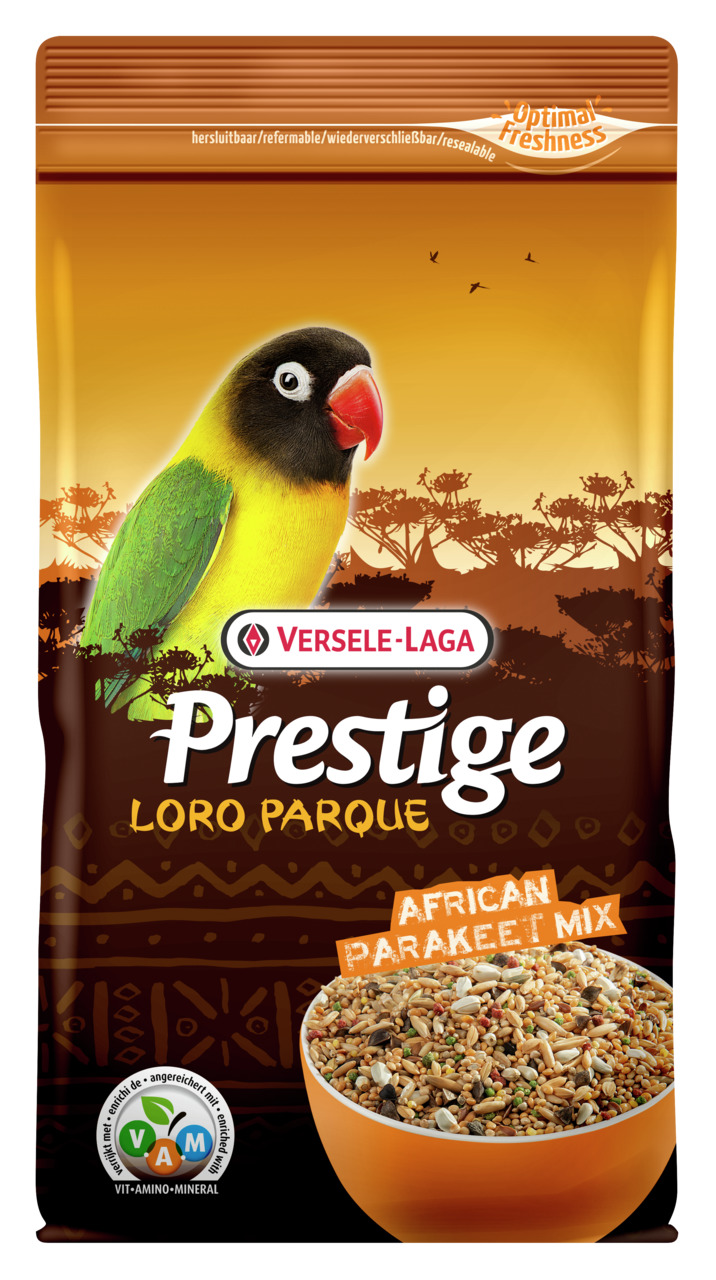 Versele-Laga Prestige Loro Parque African Parakeet Mix: 1 kg Futtermix f. afrikan. Sittiche, mit VAM, wiederverschließbar.