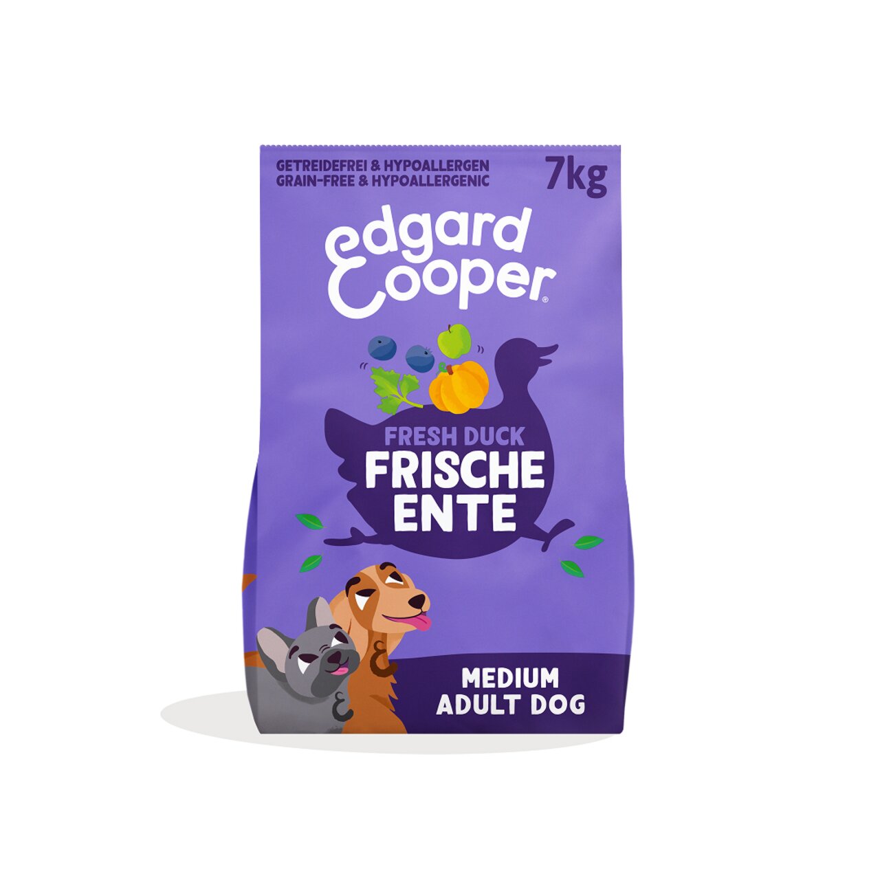 Edgard & Cooper Trockenfutter für mittelgroße erwachsene Hunde, Geschmack frische Ente, getreidefrei, 7 kg Packung.