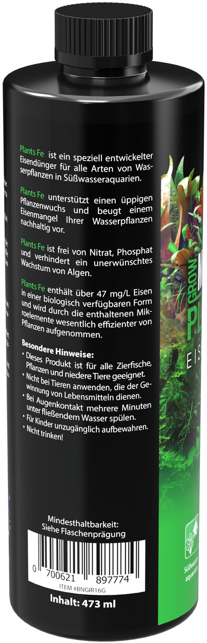 MICROBE-LIFT Plants Fe, Eisendünger f. Süßwasseraquarienpflanzen, 473 ml, fördert Pflanzenwachstum, ohne Nitrat/Phosphat.