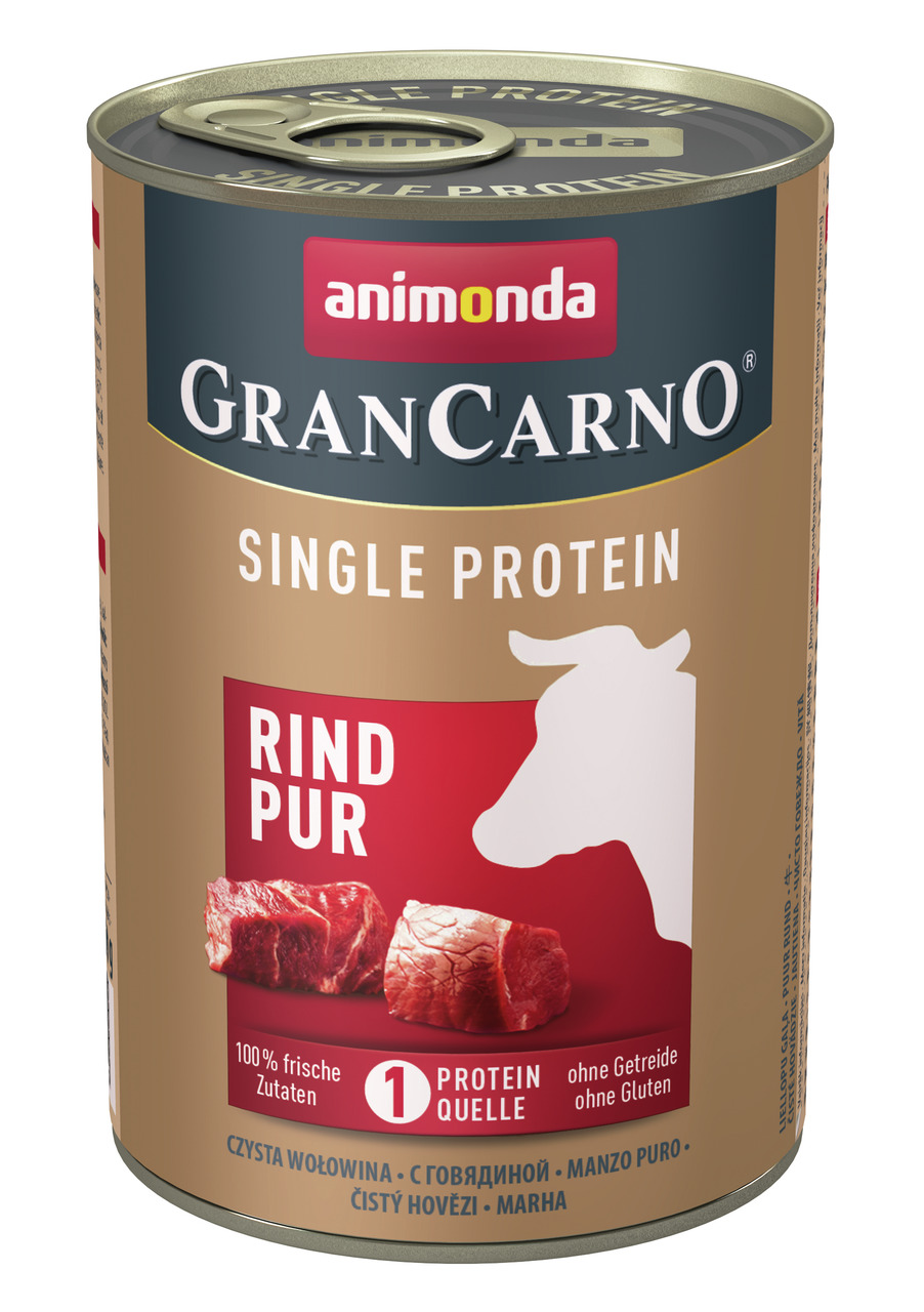 Animonda GranCarno Single Protein Rind Pur, für Hunde, 100 % frische Zutaten, ohne Getreide-Gluten, Rind, 400 g.