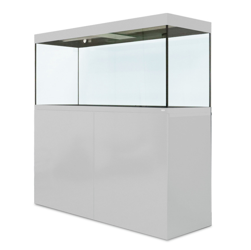 Amtra System Cube 350 Aquarium, klarer Glasaufbau, weißer Unterschrank, für Aquaristik-Fans, ideal für Fische/Pflanzen, modernes Design.