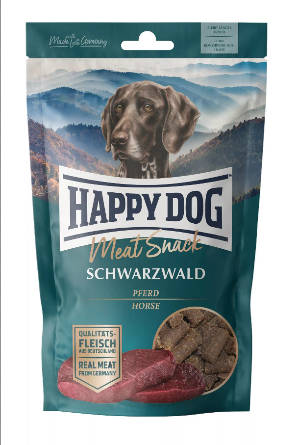 Sparpaket 2 x 75 g Happy Dog Meat Snack Schwarzwald Pferd Hunde Snack