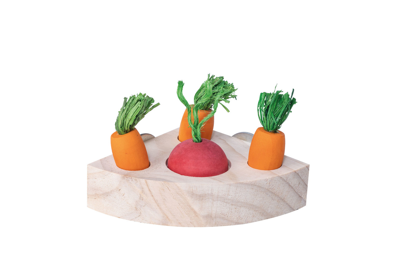 Trixie Quapas-Spielzeug, interaktives Holzspiel für Kaninchen/Meerschweinchen, Karotten+Rübe, fördert Aktivität+Abwechslung.