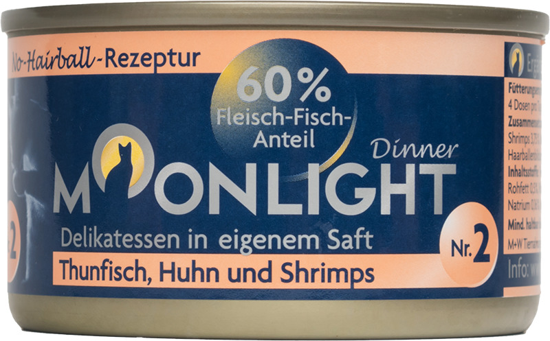 Moonlight-Dinner Nr. 2 Thunfisch, Huhn und Shrimps 80 Gramm Katzennassfutter