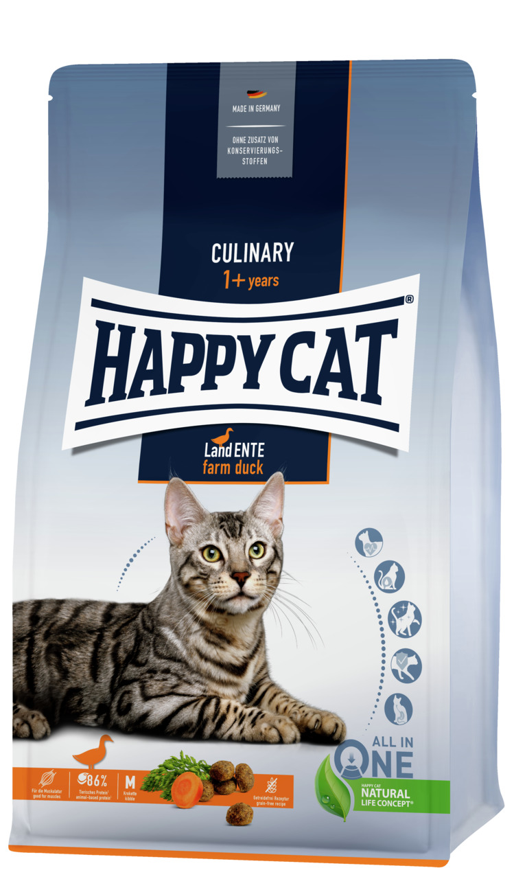 Happy Cat Culinary Land-Ente Katzen Trockenfutter 1,3 kg