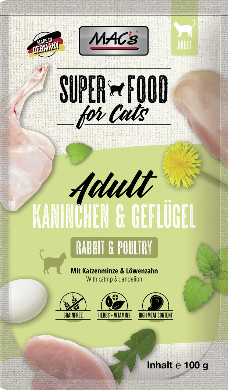 Mac's Adult Kaninchen & Geflügel Katzen Nassfutter 100 g