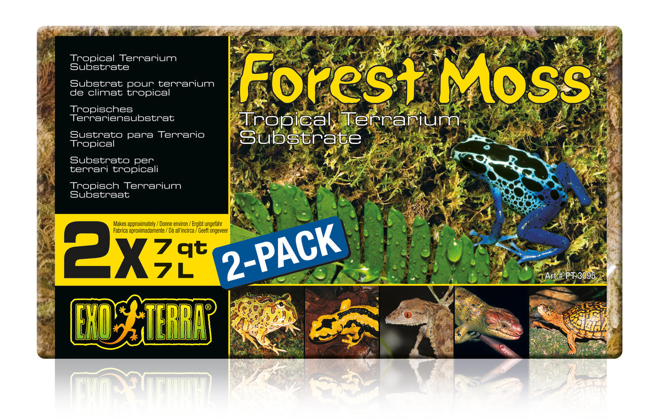 Exo Terra Forest Moss, tropisches Terrariensubstrat, 2x7L, für Reptilien-Amphibien, ideal für tropische Terrarien.