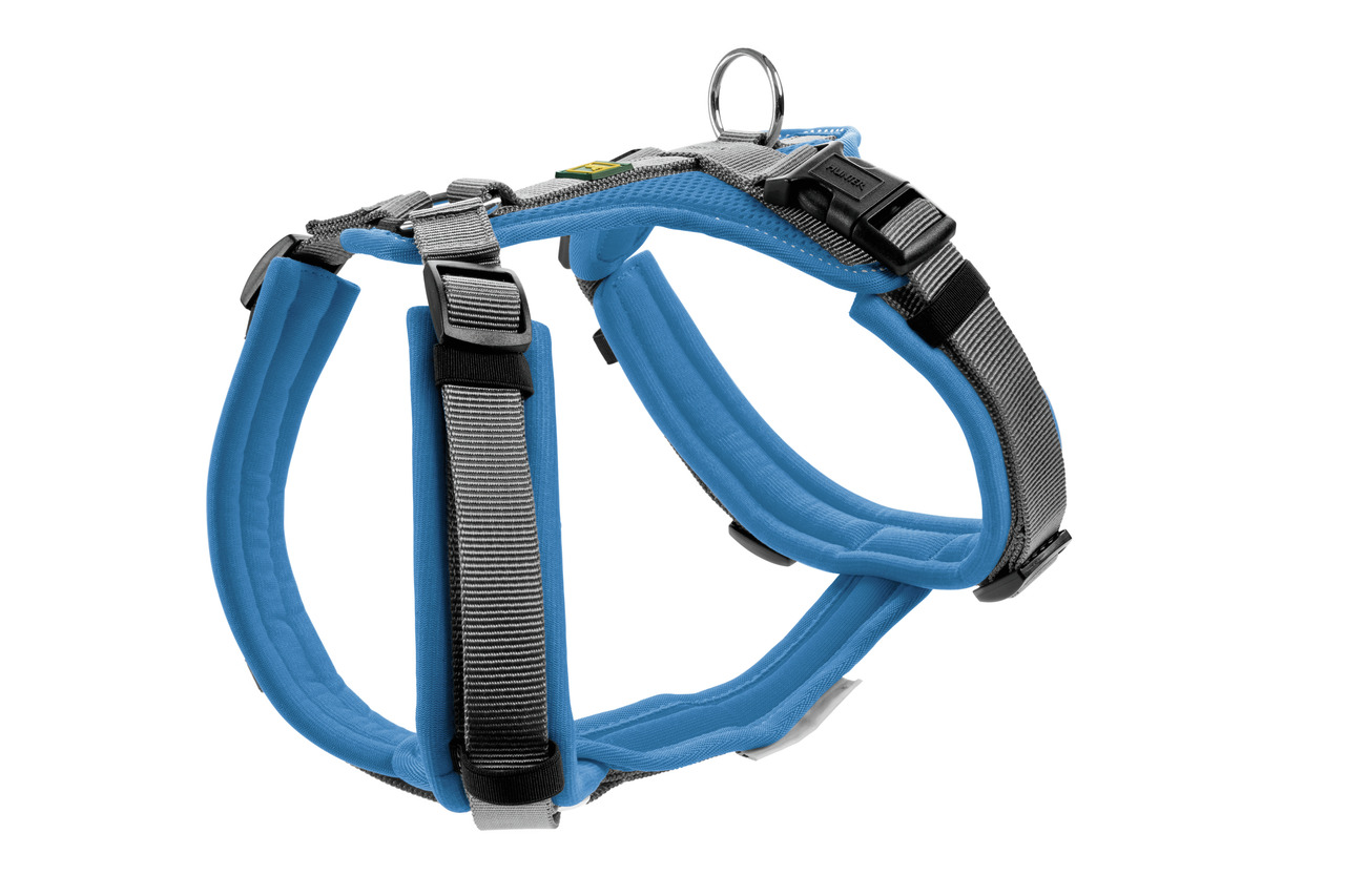 HUNTER Hundegeschirr Hilo Comfort, für kl.-mittelgr. Hunde, atmungsaktiv, gepolstert, verstellbar, Metallring, blau.