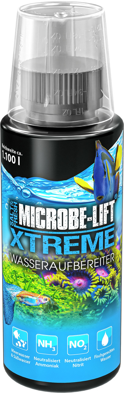 MICROBE-LIFT XTREME Wasseraufbereiter, für Aquarienbesitzer, Süß-/Meerwasser, neutralisiert Ammoniak/Nitrit, 1.100 L Reichweite.