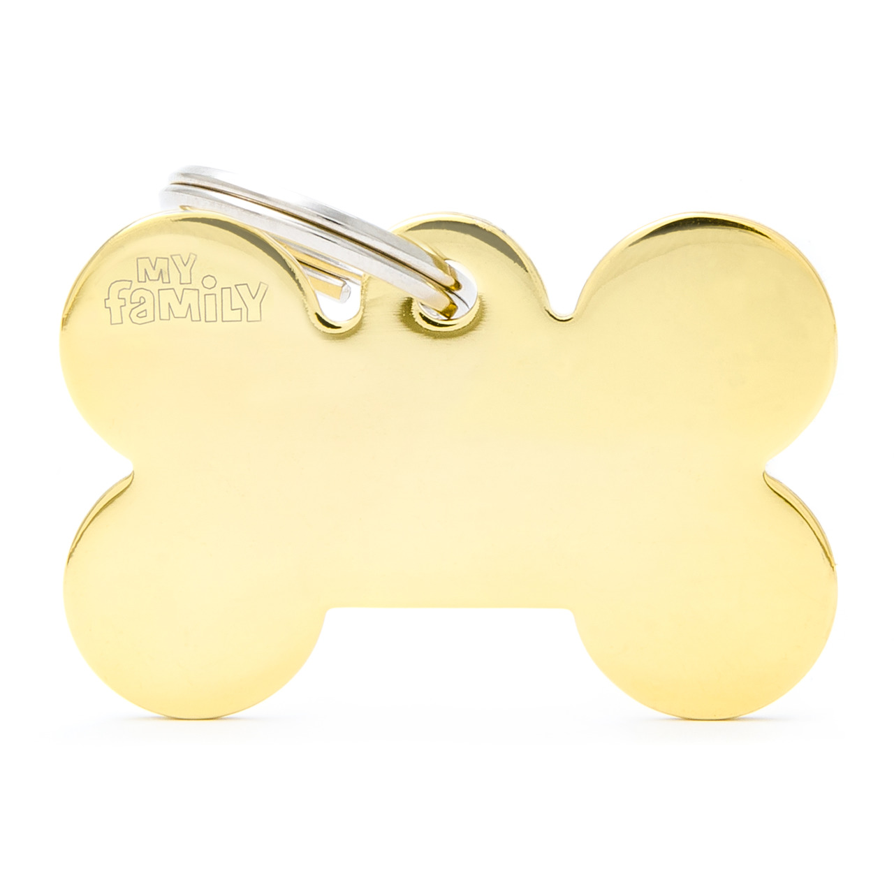 MY FAMILY Basic Big Bone Tag goldenes Messing Hundemarke