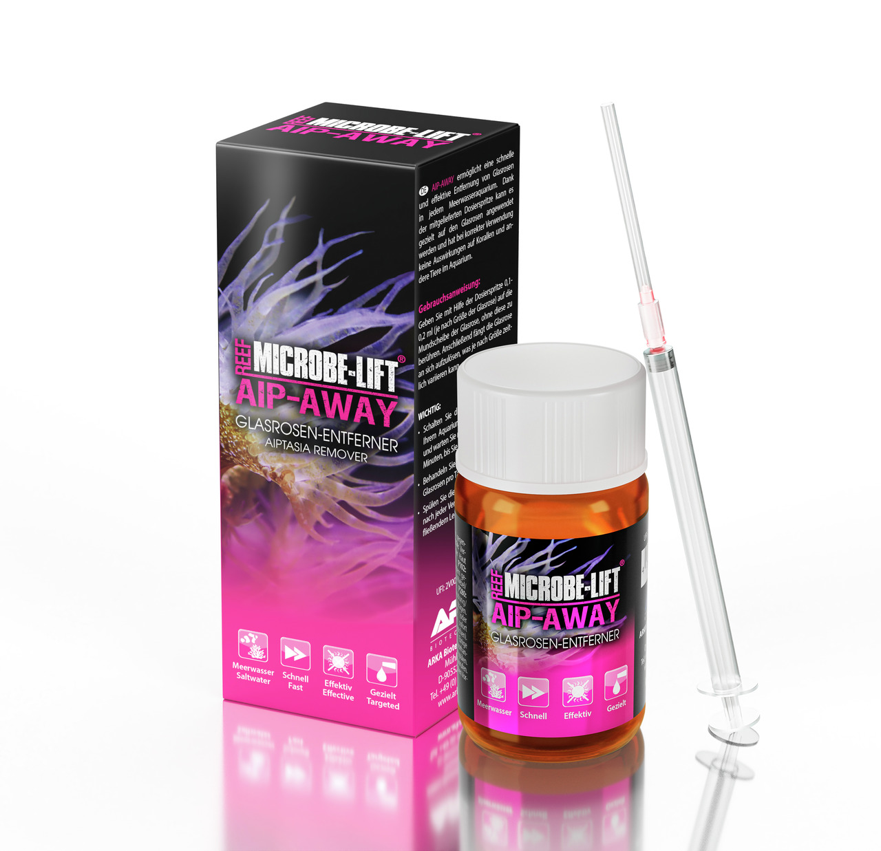 MICROBE-LIFT AIP-AWAY, Glasrosen-Entferner f. Meerwasseraquarien, 60 ml, inkl. Dosierspritze, f. Aquarienbesitzer.