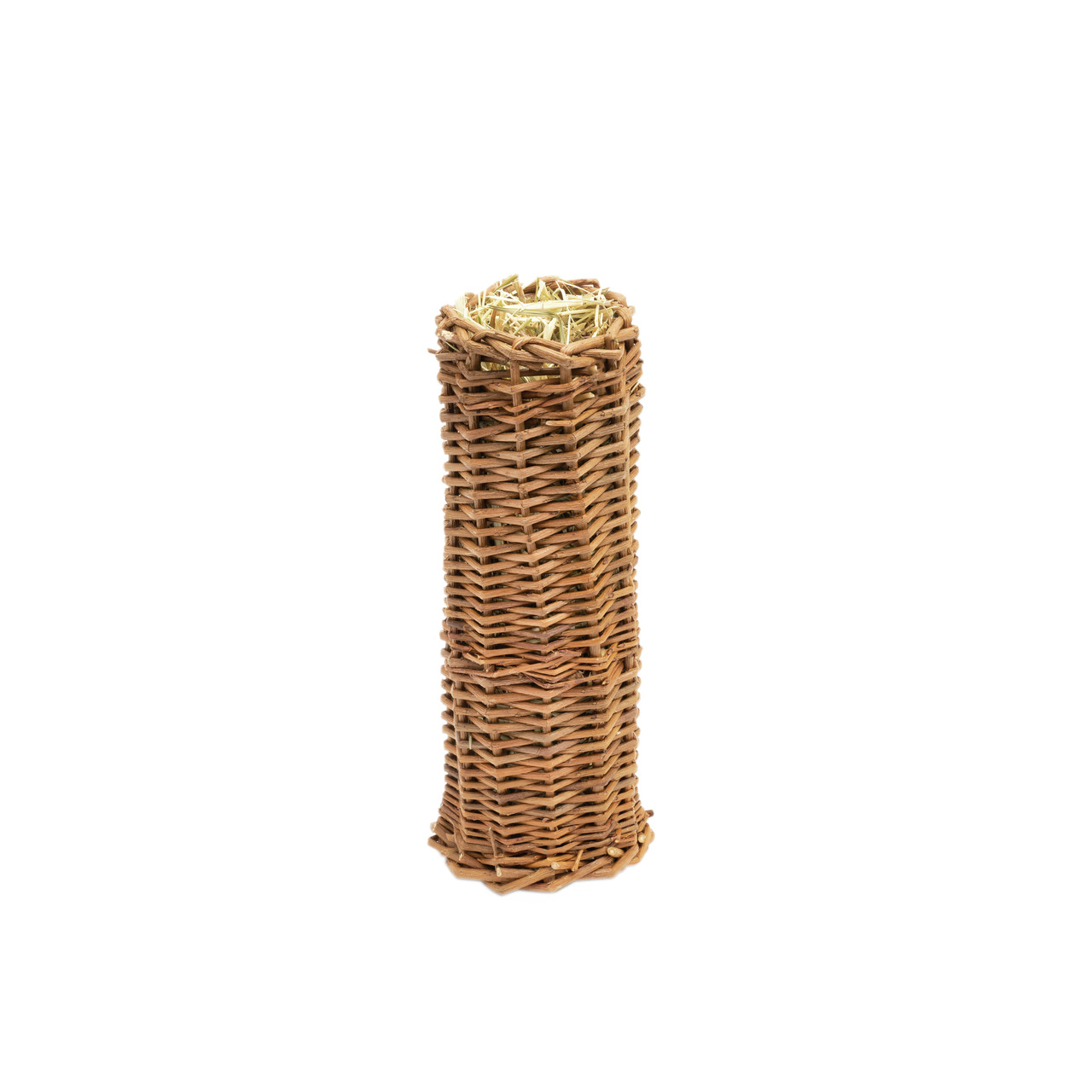 Geflochtener Heutunnel von Lottis Freunde für Kleintiere wie Kaninchen und Meerschweinchen. Der Tunnel besteht aus natürlichem Weidenmaterial und ist mit duftendem Heu gefüllt. Ideal zum Knabbern, Spielen und Verstecken. Maße und Menge auf dem Bild nicht 