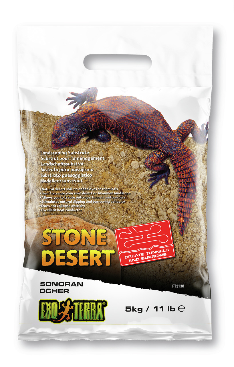 Exo Terra Stone Desert, Landschaftssubstrat für Reptilien, Sonoran Ocher, 5 kg, ideal zum Graben & Anlegen von Tunneln.