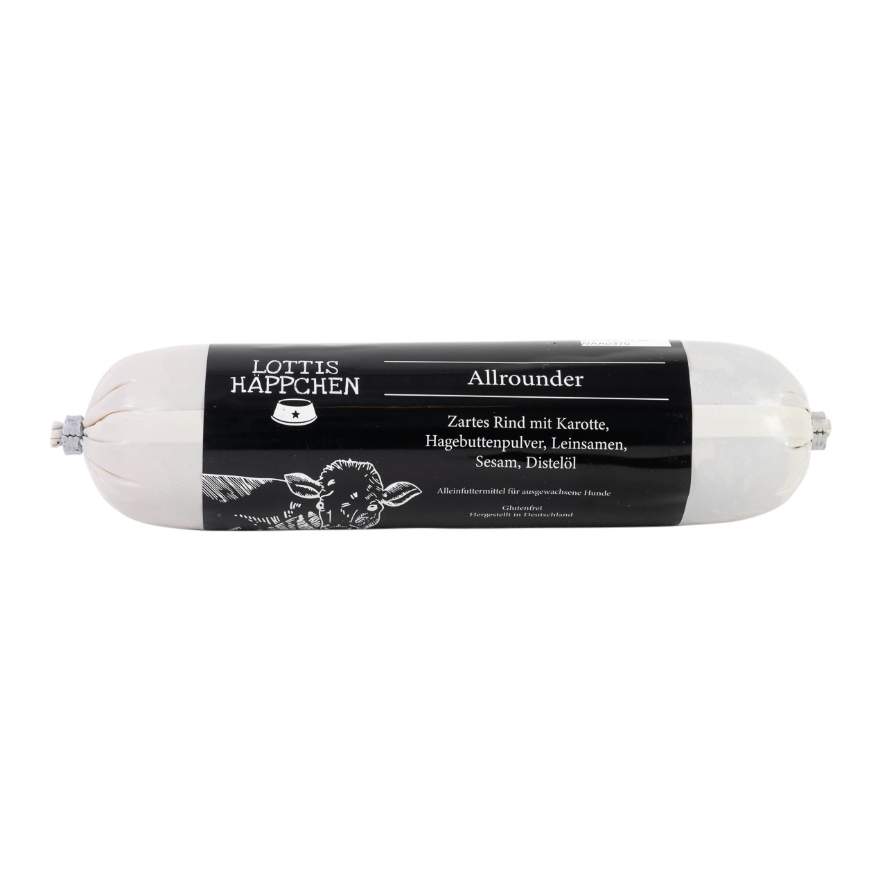 Lottis Häppchen Allrounder: Alleinfutter für ausgewachsene Hunde, Rind+Karotte, mit Hagebuttenpulver, Leinsamen, Sesam, Distelöl.