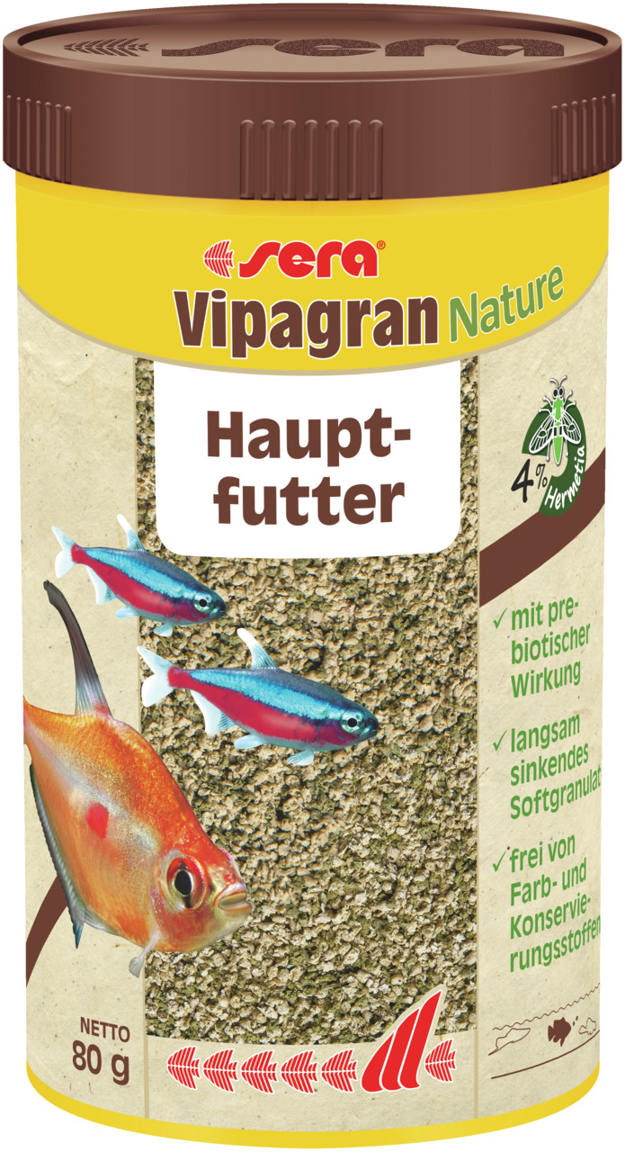 Sparpaket 2 x 250 ml Sera Vipagran Nature Hauptfutter Aquarium Granulatfutter