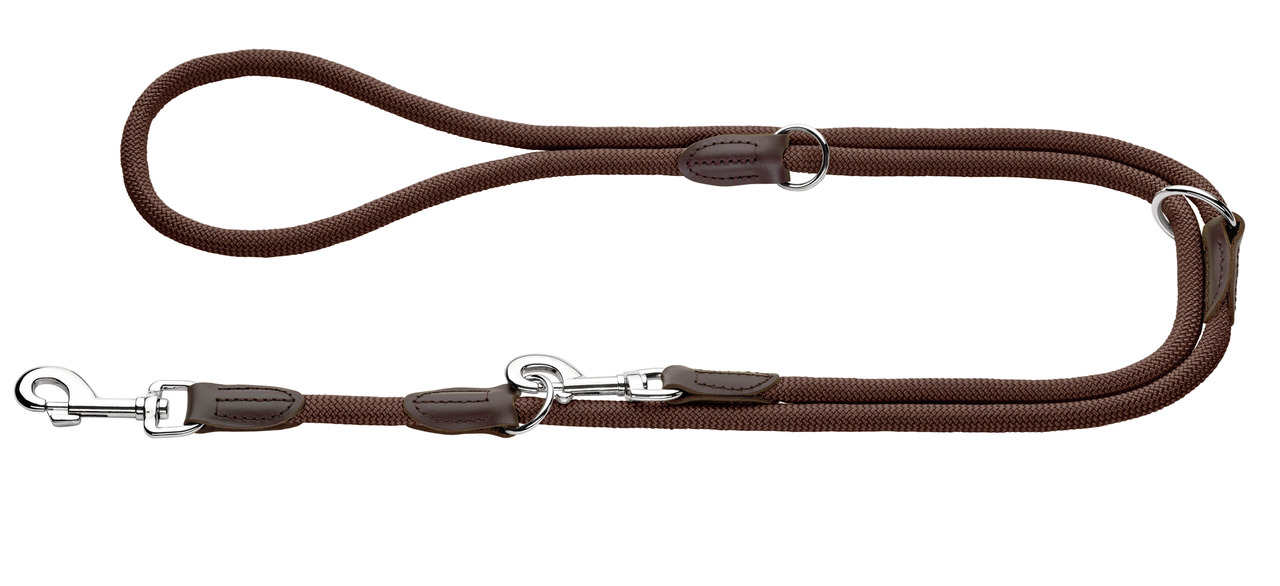 Hundeleine HUNTER, Nylon+Leder, verstellb. Karabiner, für Hunde aller Größen, strapazierfähig, ideal für Spaziergänge.