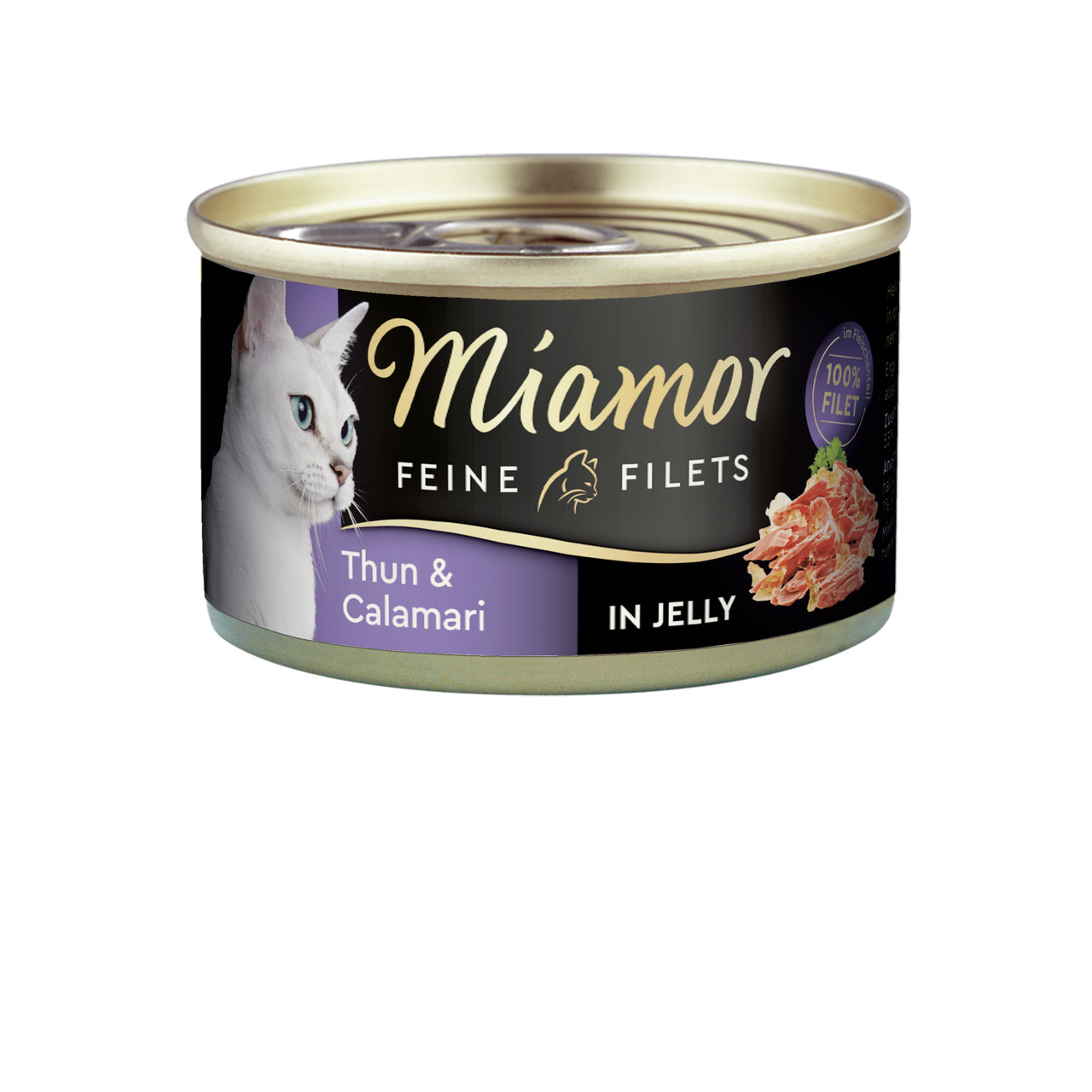 Miamor Feine Filets Katzenfutter, Thunfisch & Calamari in Gelee, 100 % Filet, 100 g, für Katzen.