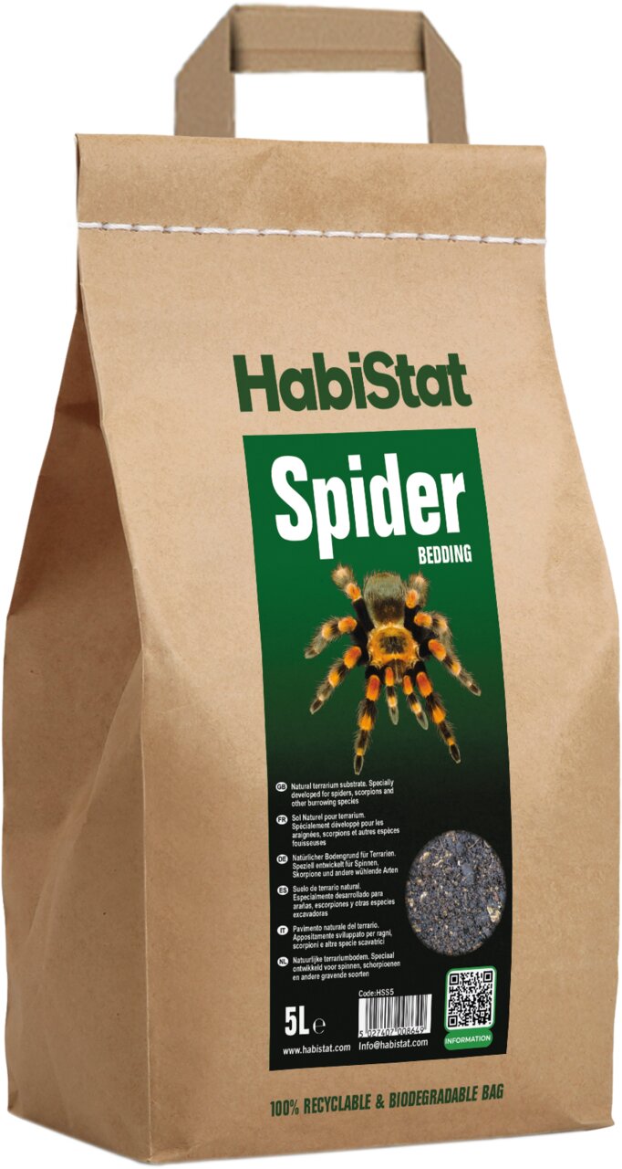 HabiStat Spider Bedding: Terrariensubstrat für Spinnen & Skorpione, 5L, umweltfreundl. & recycelbare Verpackung.