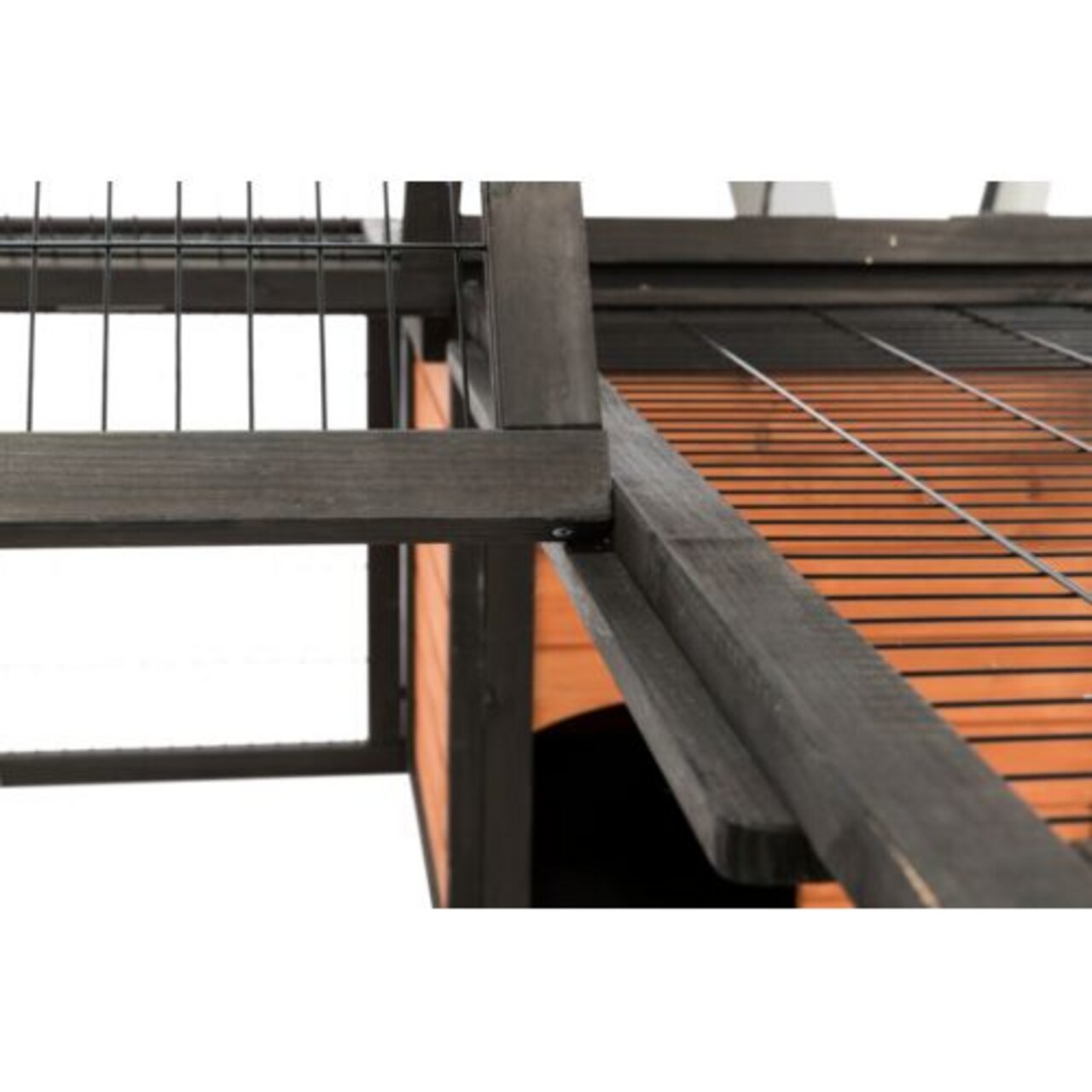 TRIXIE Kleintierstall, für Kaninchen-Meerschweinchen, stabile Konstruktion, Schutz & Sicherheit, orange Holzdesign, Metallgitter.