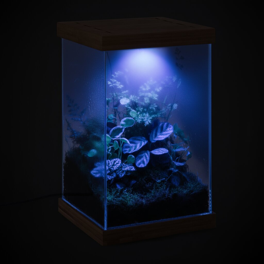AQUAEL Aqua Decoris Terrarium, für Pflanzenliebhaber, stilvolles Nano-Terrarium mit LED-Beleuchtung in Holzoptik;;;;;;;;