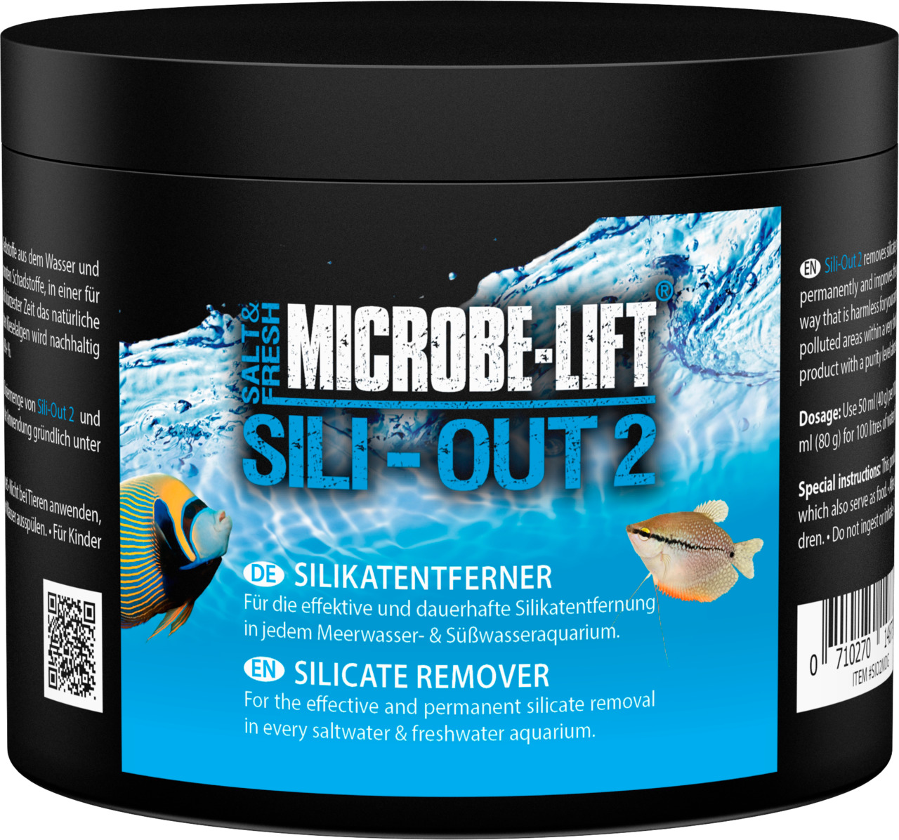 MICROBE-LIFT Sili-Out 2, Silikatentferner f. Meer--Süßwasseraquarien, 500 ml, f. Aquarienbesitzer, mit Fisch- & Wasserabbildung.