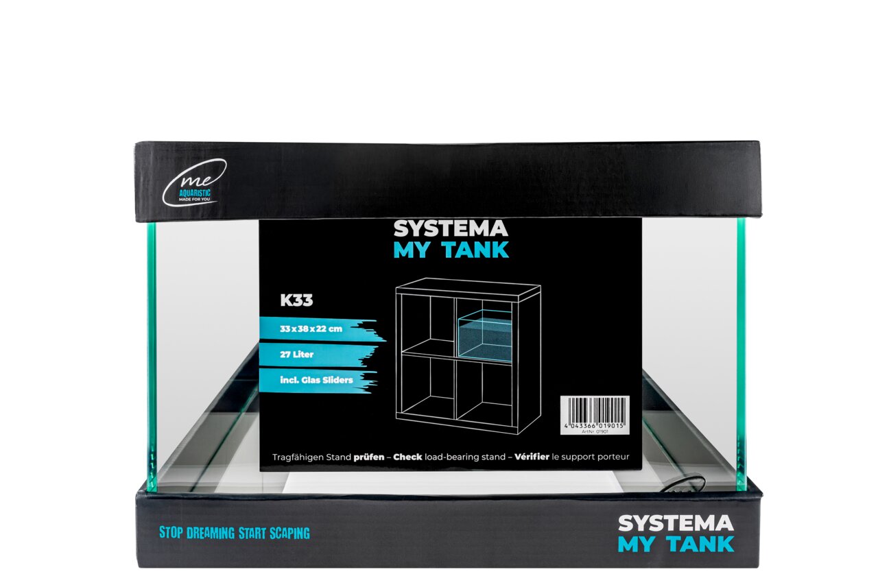 ME Aquistic Systema My Tank K33 Aquarium für Zierfische, 27 Liter, 33 x 30 x 22 cm, inklusive Glasabdeckung.