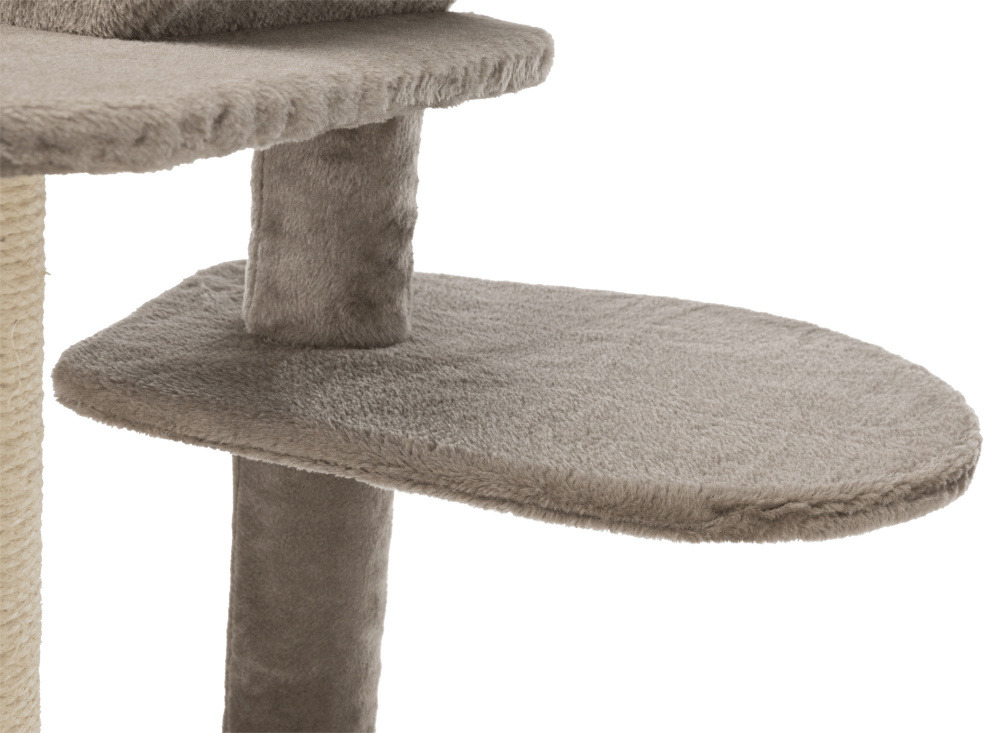 TRIXIE Kratzbaum für Katzen, grauer Plüsch, Sisalstamm, Liegefläche, Krallenwetzen, stabil.