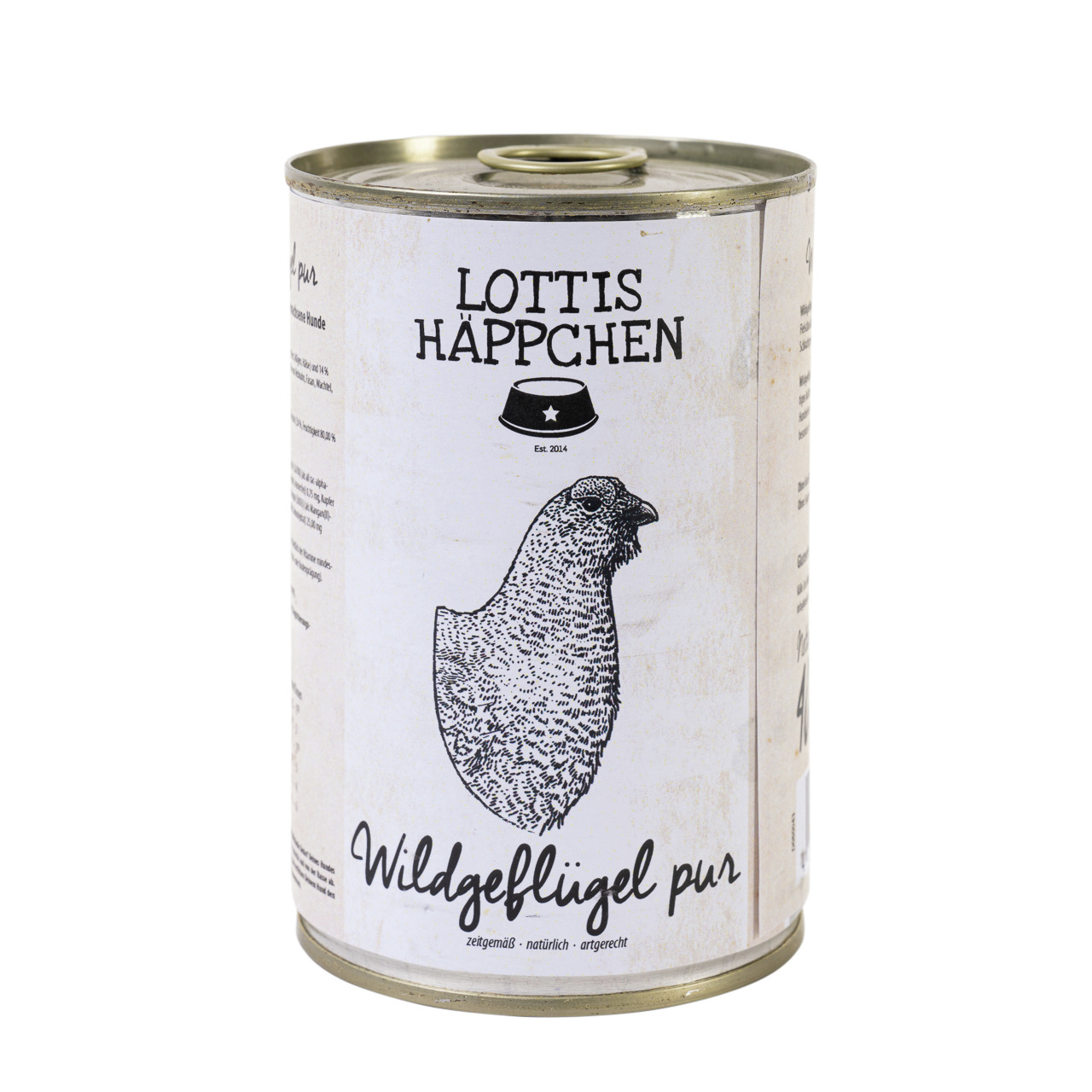 Lottis Häppchen – Wildgeflügel pur, für Hunde, 400 g, zeitgemäß, natürlich, artgerecht.